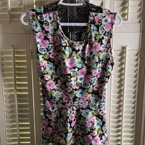 Floral top with black lace back